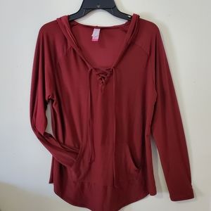 No Boundries Maroon Long Sleeve Hoodie Tee Size 2X